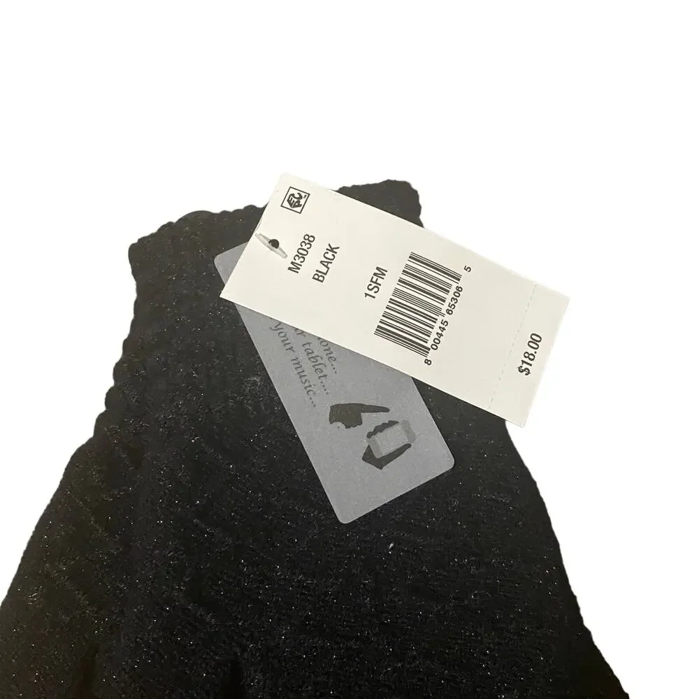 Steve Madden Solid Black E-Z Tap Knitted Gloves Women Sz OS
